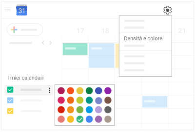 Cambiare i colori del calendario e degli eventi Cambiare i colori del calendario e degli eventi
